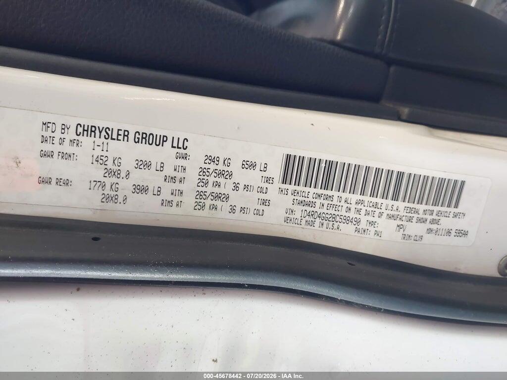 1D4RD4GG2BC598490 2011 DODGE DURANGO photo no. 9