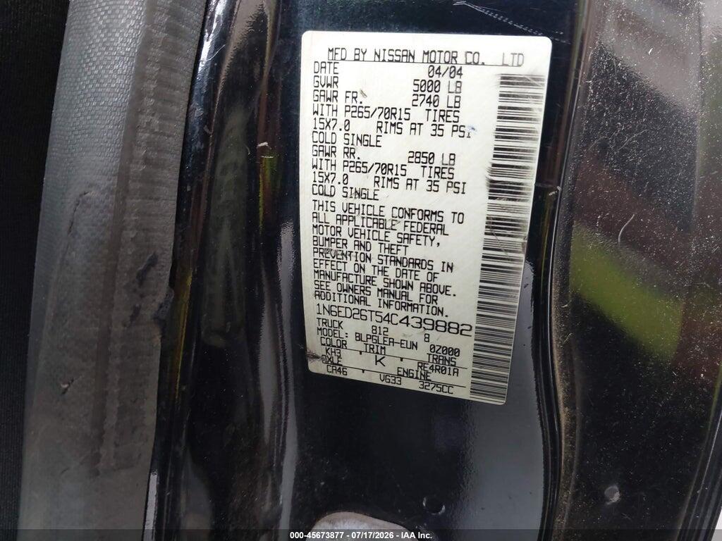 1N6ED26T54C439882 2004 NISSAN FRONTIER photo no. 9