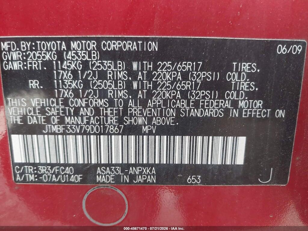 JTMBF33V79D017867 2009 TOYOTA RAV4 photo no. 9
