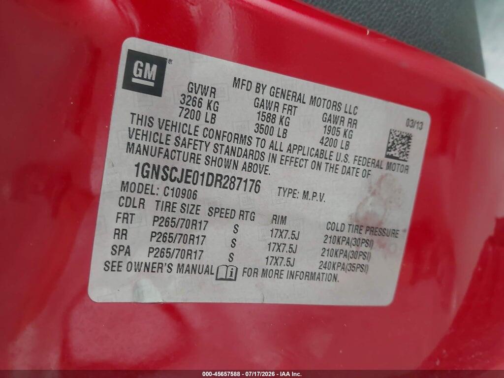 1GNSCJE01DR287176 2013 CHEVROLET SUBURBAN photo no. 9