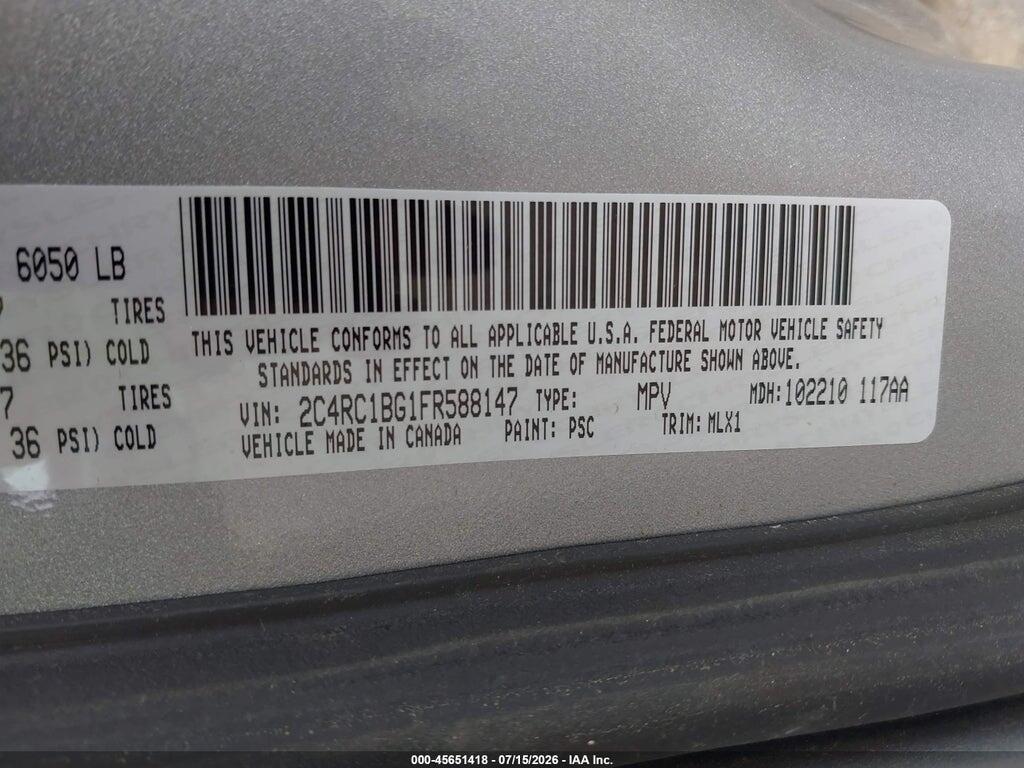 2C4RC1BG1FR588147 2015 CHRYSLER TOWN & COUNTRY photo no. 9