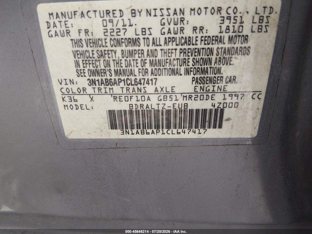 3N1AB6AP1CL647417 2012 NISSAN SENTRA photo no. 9