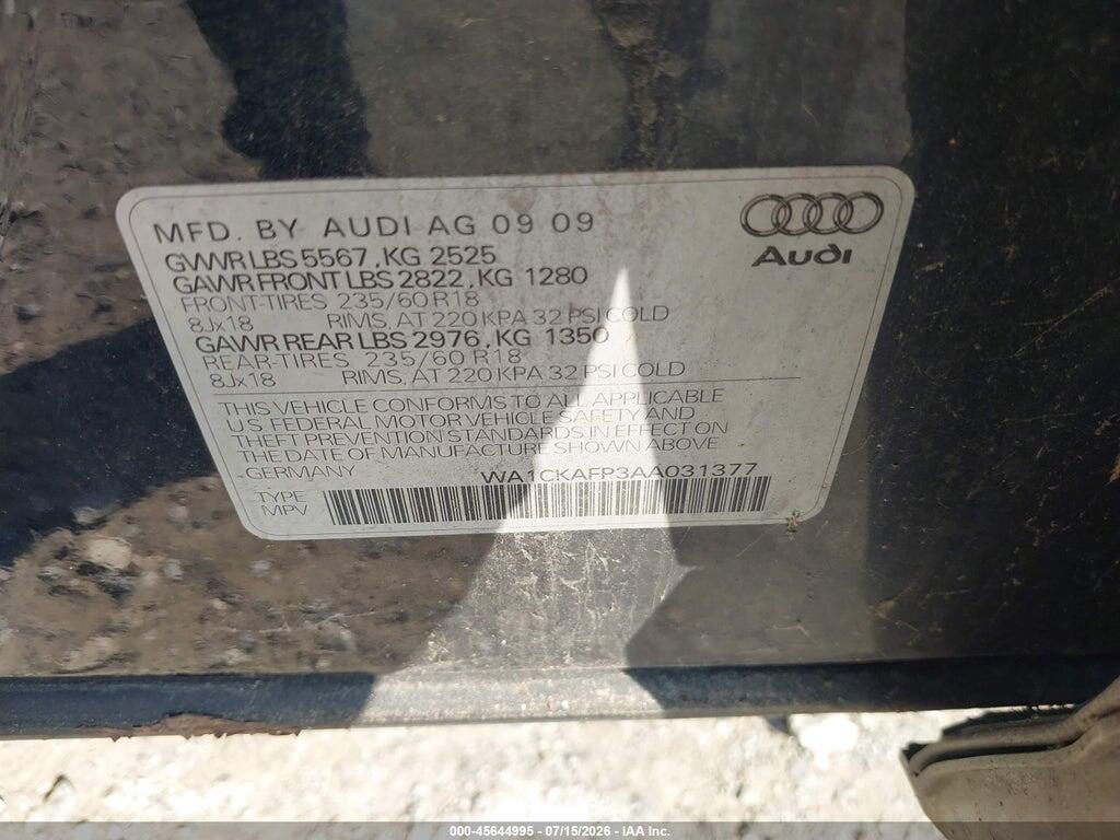 WA1CKAFP3AA031377 2010 AUDI Q5 photo no. 9