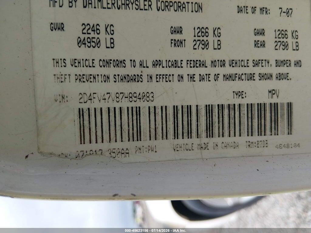 2D4FV47V87H894083 2007 DODGE MAGNUM photo no. 9