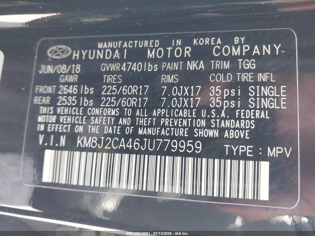 KM8J2CA46JU779959 2018 HYUNDAI TUCSON photo no. 9
