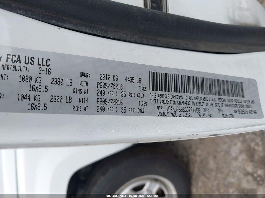 1C4NJPBB3GD721166 2016 JEEP PATRIOT photo no. 9