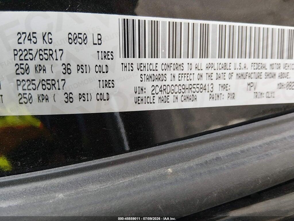 2C4RDGCG9HR558413 2017 DODGE GRAND CARAVAN photo no. 9