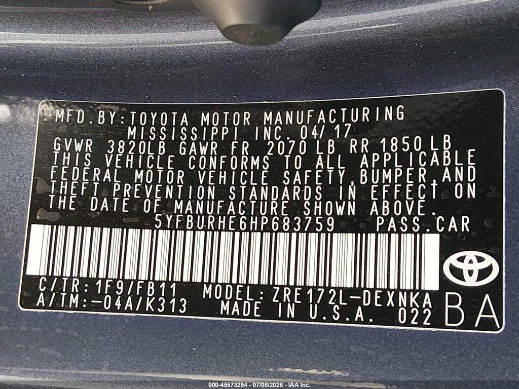 5YFBURHE6HP683759 2017 TOYOTA COROLLA photo no. 9