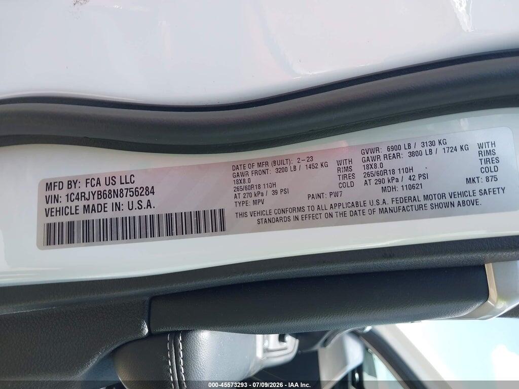 1C4RJYB68N8756284 2022 JEEP GRAND CHEROKEE 4XE photo no. 9