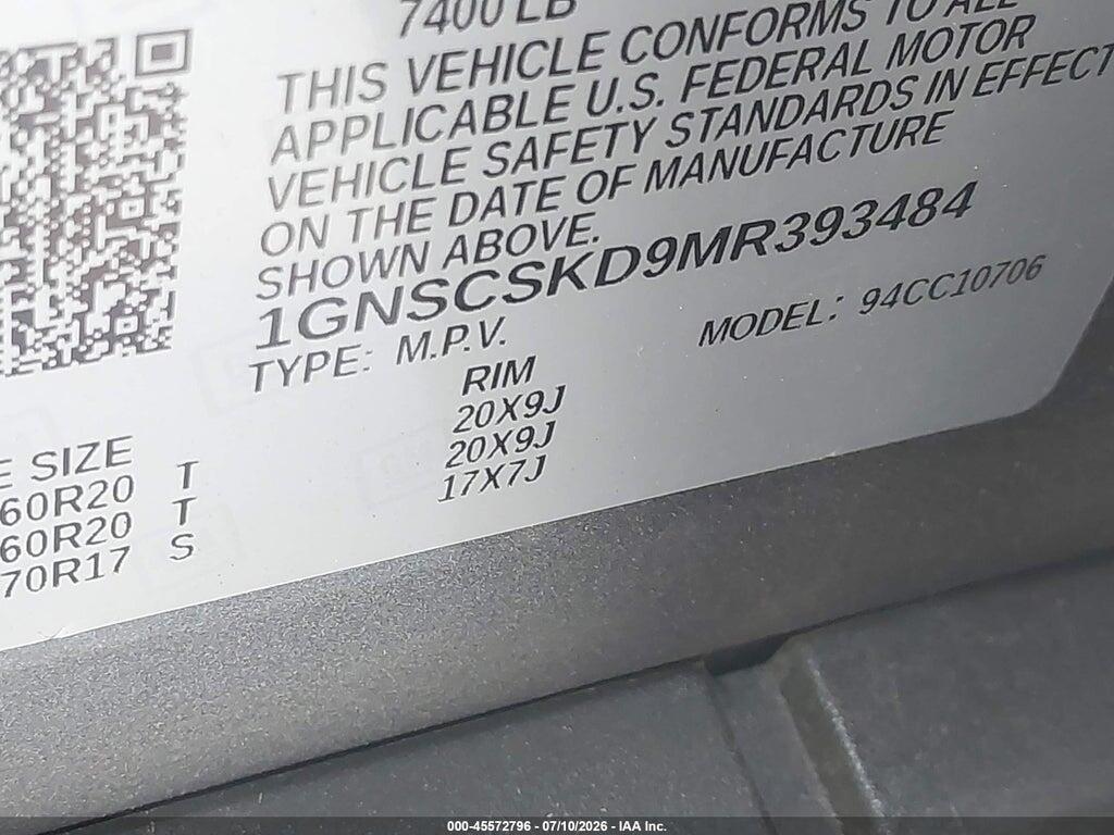1GNSCSKD9MR393484 2021 CHEVROLET TAHOE photo no. 9