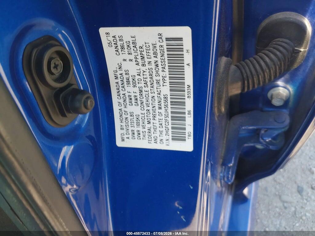 2HGFC2F50JH565685 2018 HONDA CIVIC photo no. 9
