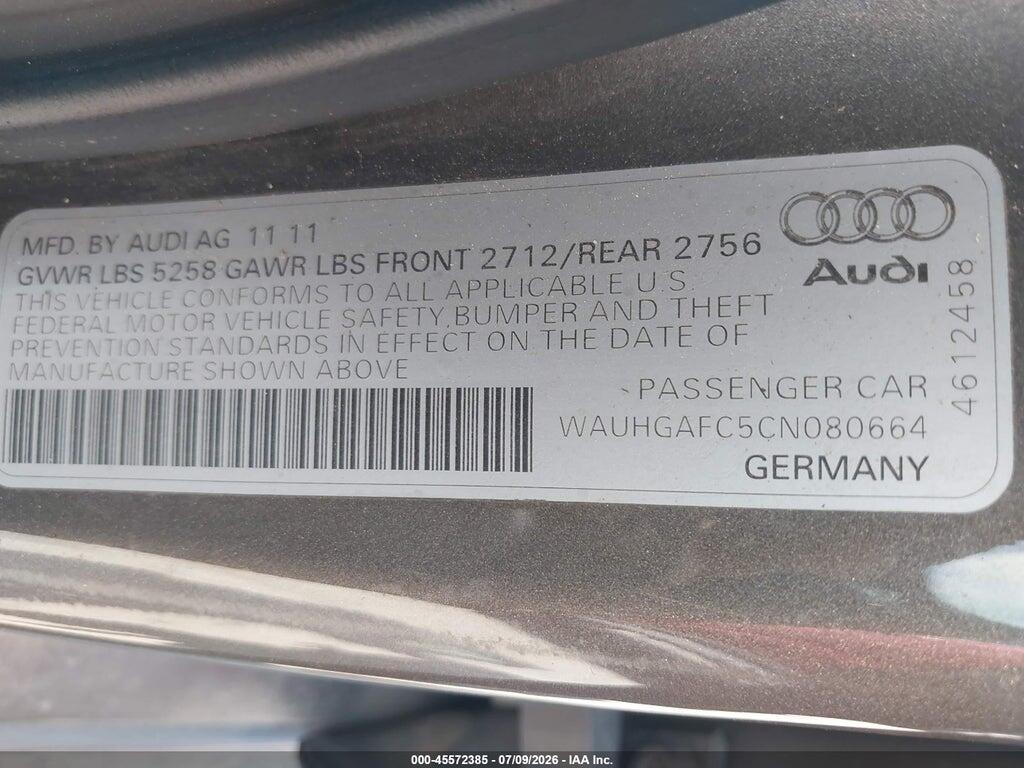 WAUHGAFC5CN080664 2012 AUDI A6 photo no. 9