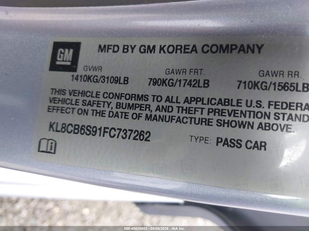 KL8CB6S91FC737262 2015 CHEVROLET SPARK photo no. 9