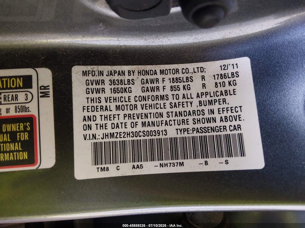 JHMZE2H30CS003913 2012 HONDA INSIGHT photo no. 9