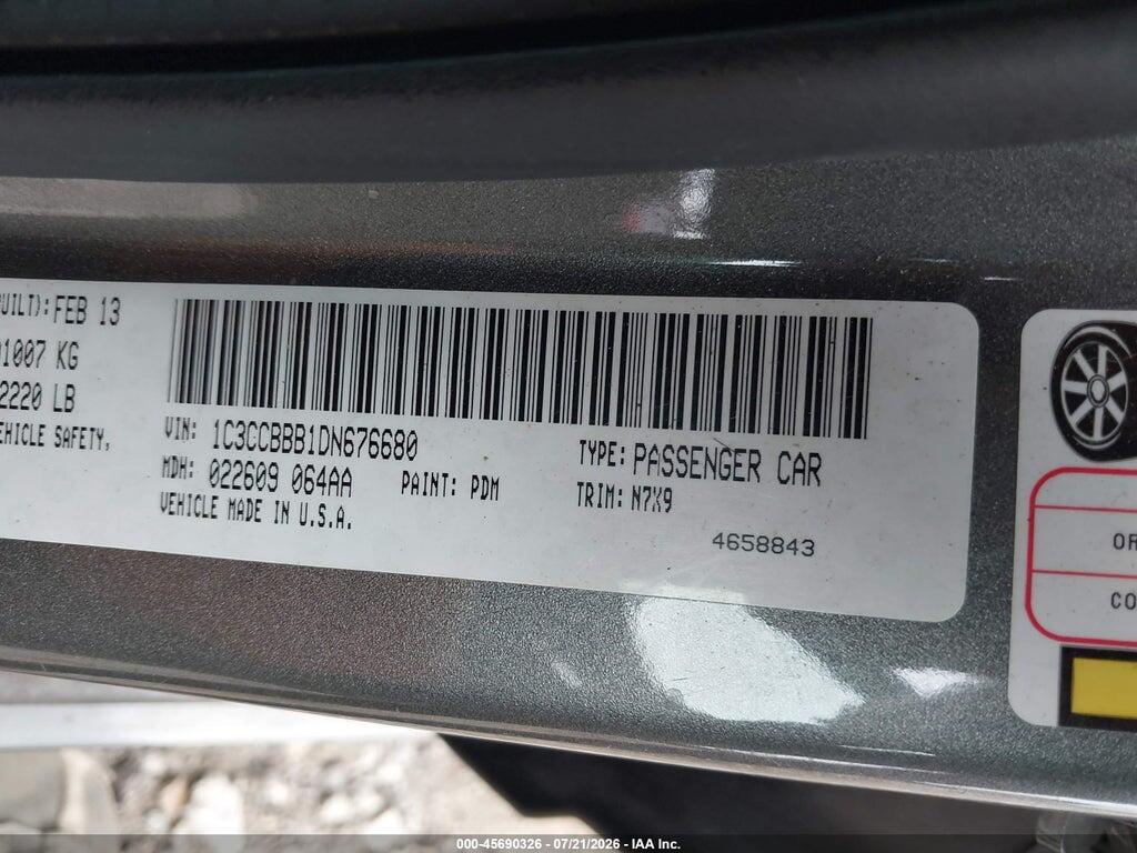 1C3CCBBB1DN676680 2013 CHRYSLER 200 photo no. 9