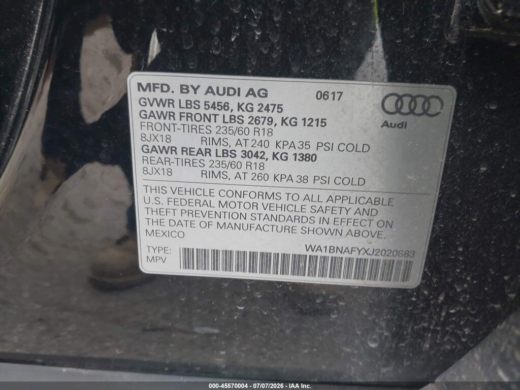 WA1BNAFYXJ2020883 2018 AUDI Q5 photo no. 9