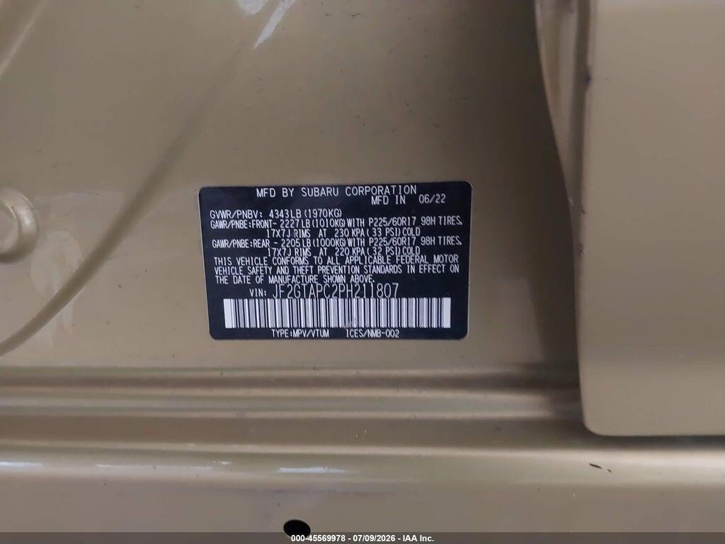 JF2GTAPC2PH211807 2023 SUBARU CROSSTREK photo no. 9