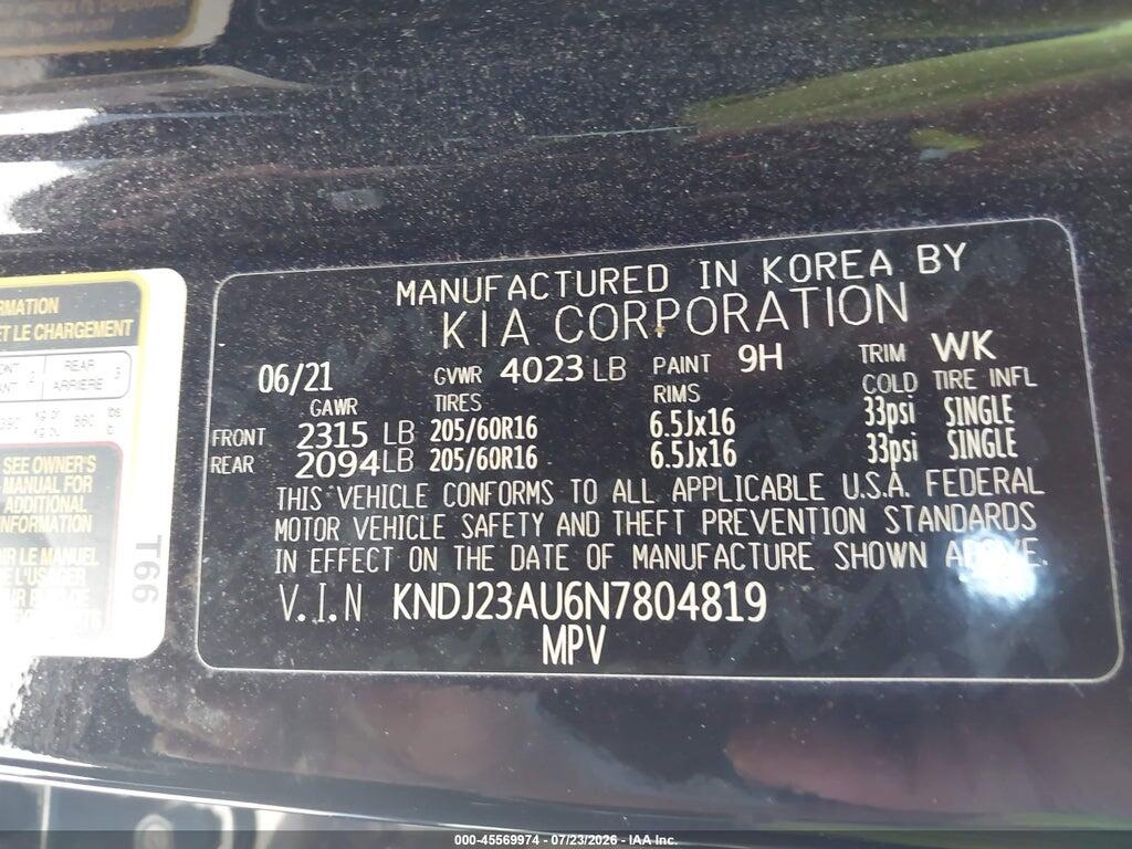 KNDJ23AU6N7804819 2022 KIA SOUL photo no. 9