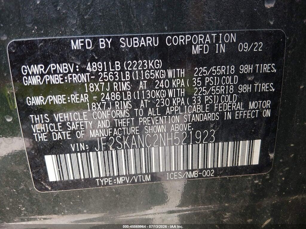 JF2SKANC2NH521923 2022 SUBARU FORESTER photo no. 9