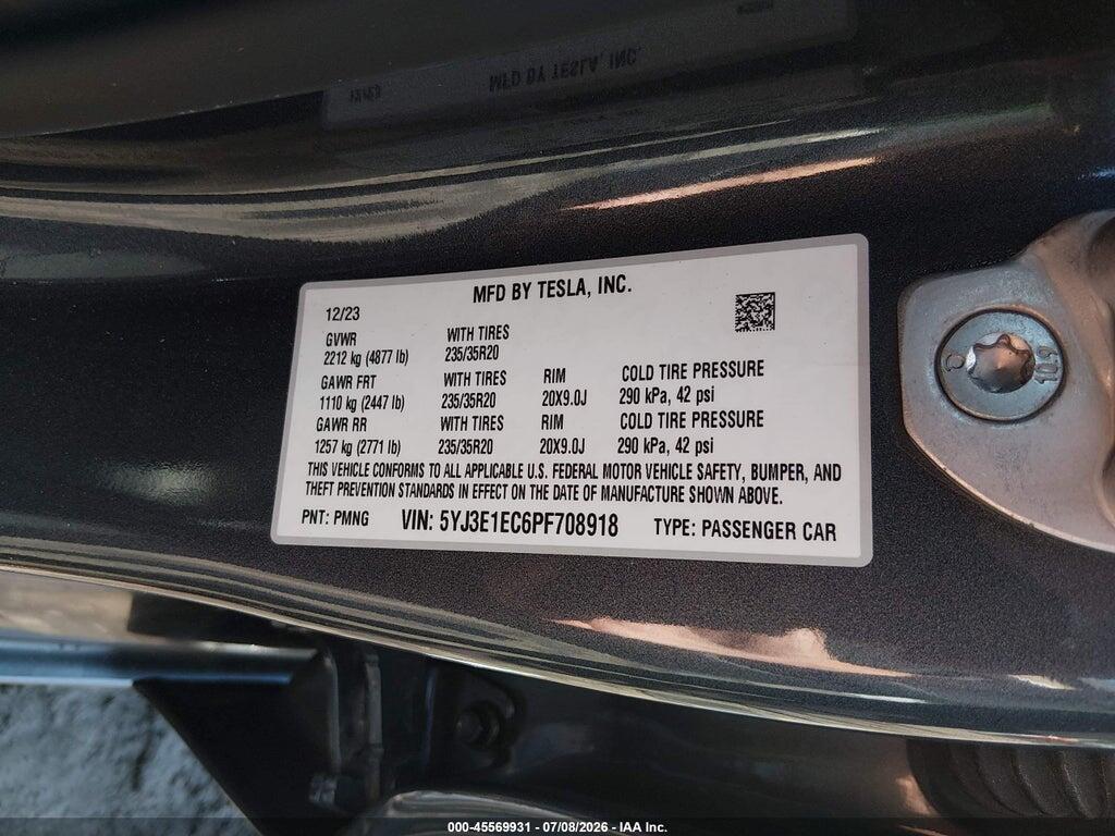 5YJ3E1EC6PF708918 2023 TESLA MODEL 3 photo no. 9