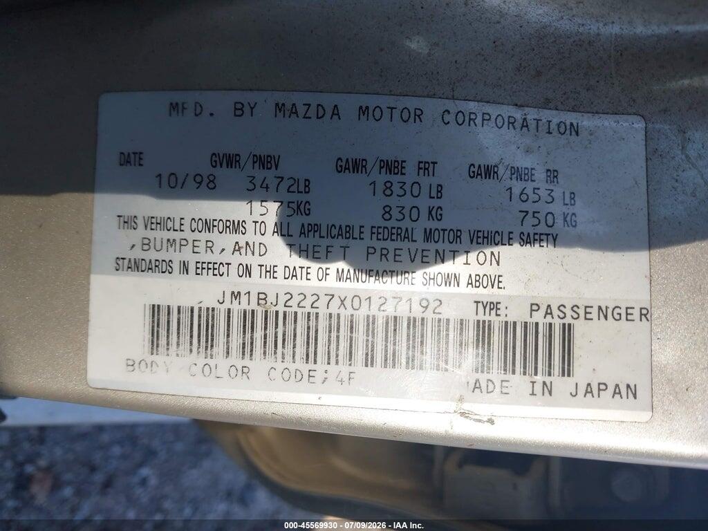JM1BJ2227X0127192 1999 MAZDA PROTEGE photo no. 9
