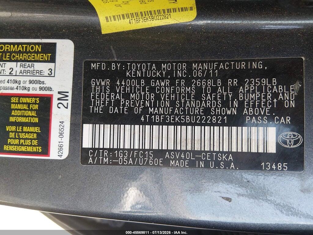 4T1BF3EK5BU222821 2011 TOYOTA CAMRY photo no. 9