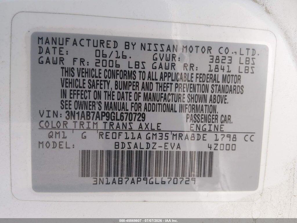 3N1AB7AP9GL670729 2016 NISSAN SENTRA photo no. 9