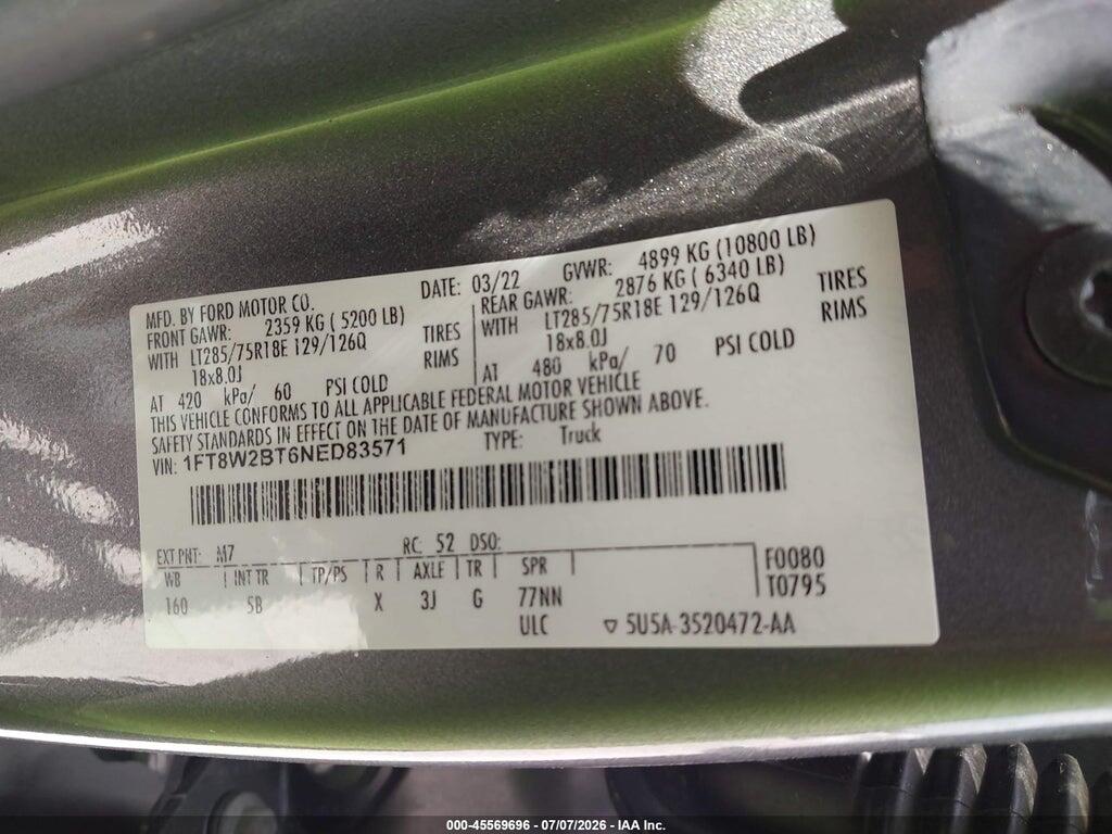 1FT8W2BT6NED83571 2022 FORD F-250 photo no. 8