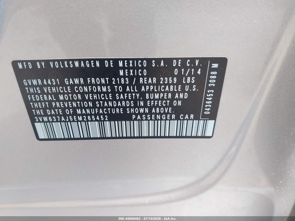 3VW637AJ5EM265452 2014 VOLKSWAGEN JETTA HYBRID photo no. 9