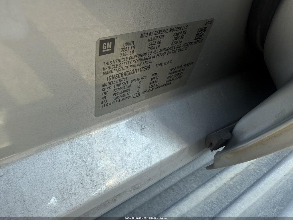1GNSCBKC0GR116525 2016 CHEVROLET TAHOE photo no. 9