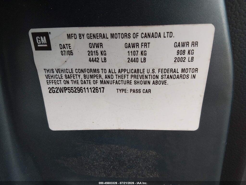 2G2WP552961112617 2006 PONTIAC GRAND PRIX photo no. 9