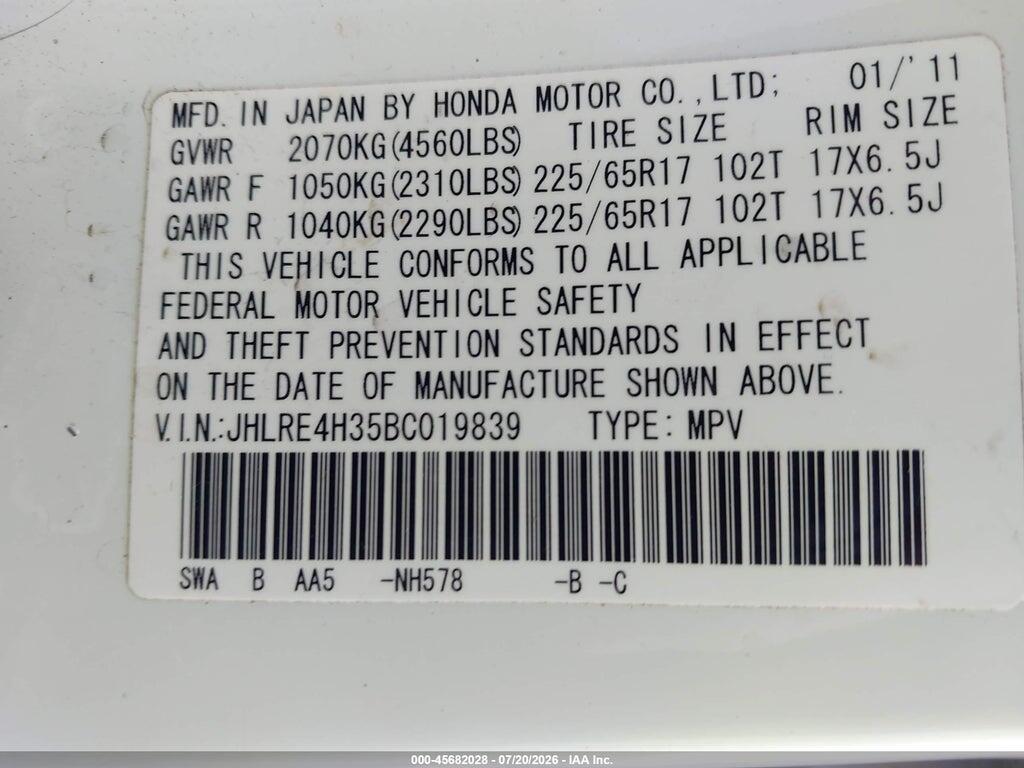 JHLRE4H35BC019839 2011 HONDA CR-V photo no. 9
