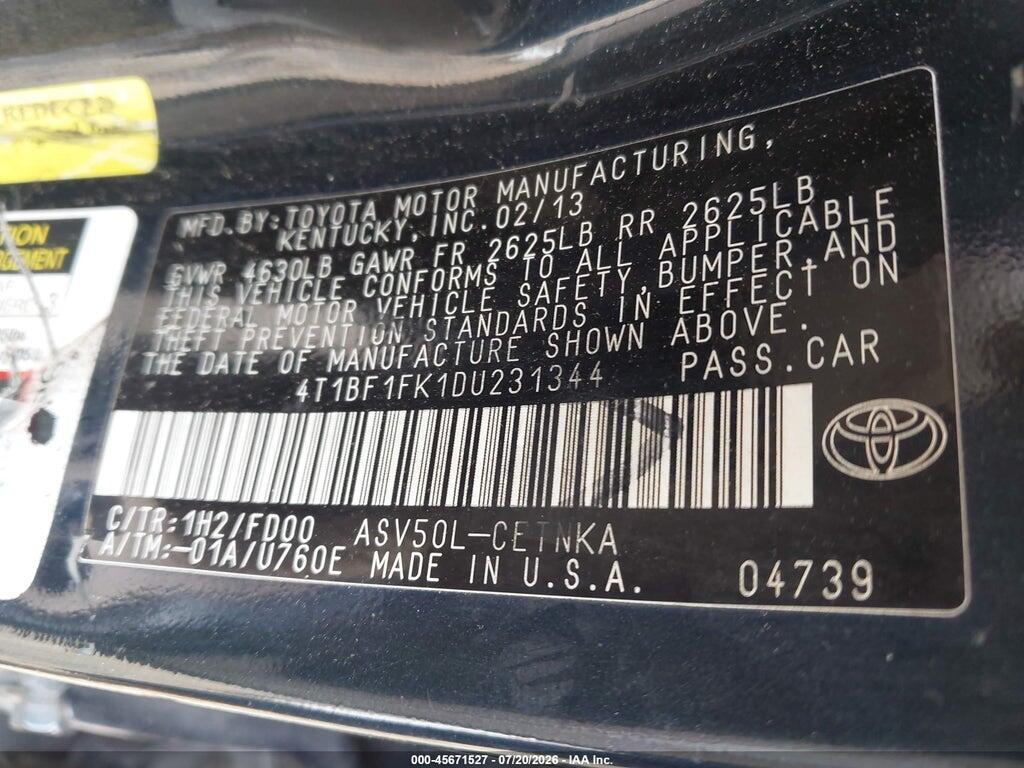 4T1BF1FK1DU231344 2013 TOYOTA CAMRY photo no. 9