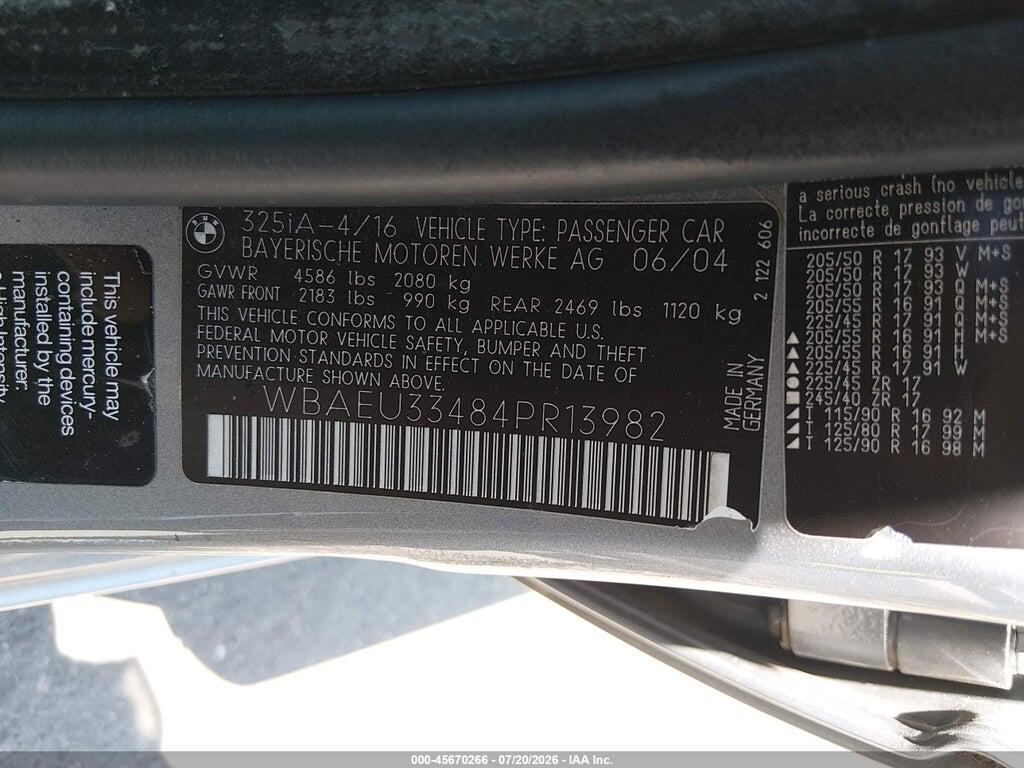 WBAEU33484PR13982 2004 BMW 325XI photo no. 9