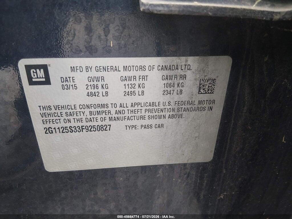 2G1125S33F9250827 2015 CHEVROLET IMPALA photo no. 9