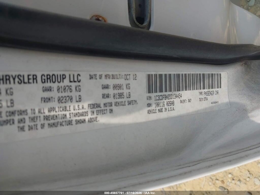 1C3CDFBH2DD134454 2013 DODGE DART photo no. 9