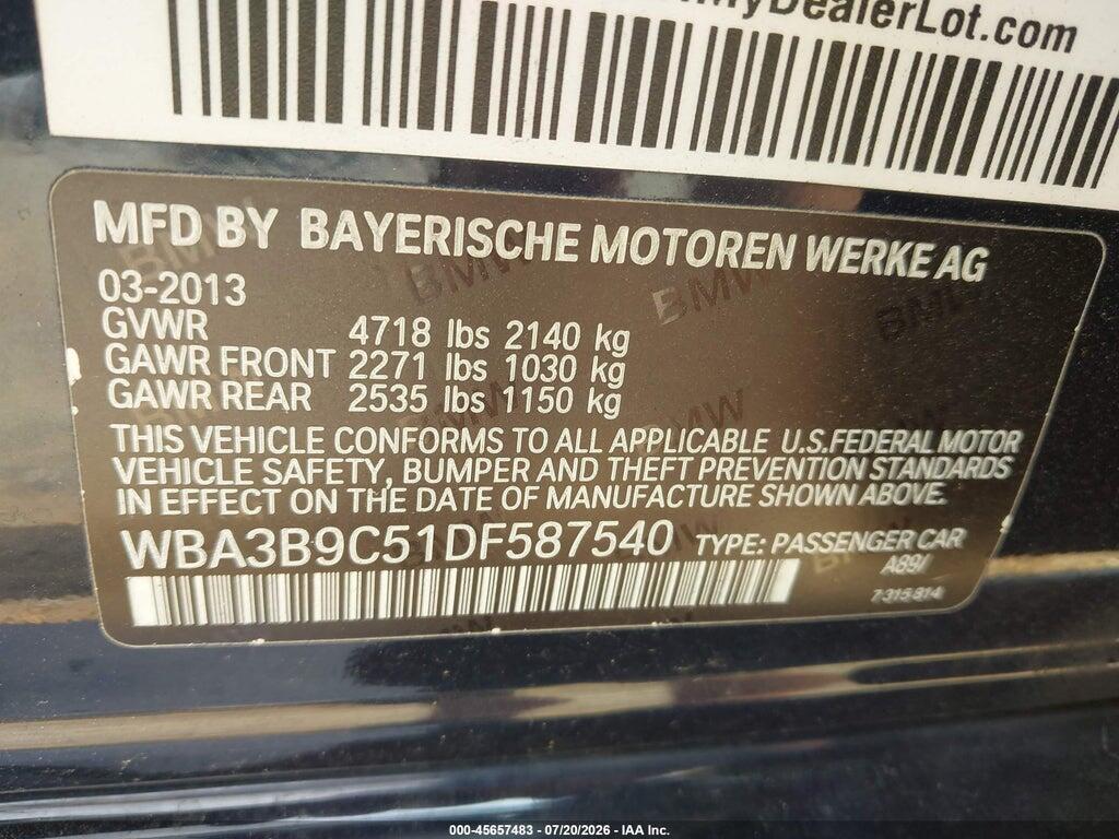 WBA3B9C51DF587540 2013 BMW 335I photo no. 9