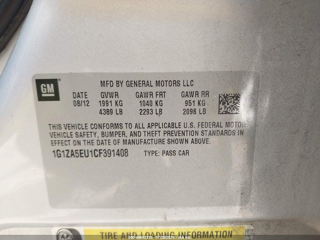 1G1ZA5EU1CF391408 2012 CHEVROLET MALIBU photo no. 9