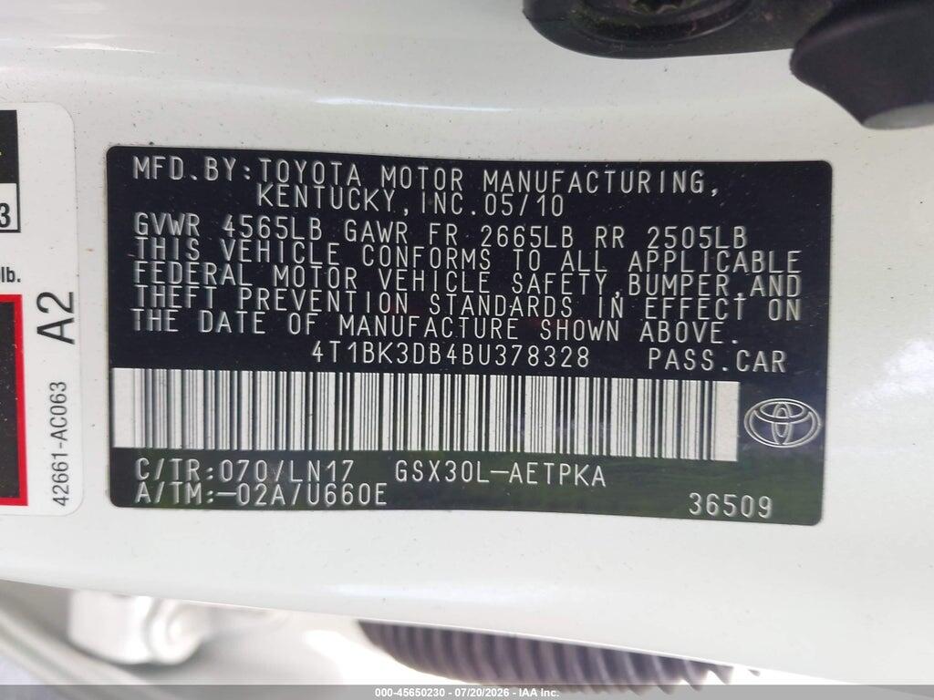 4T1BK3DB4BU378328 2011 TOYOTA AVALON photo no. 9