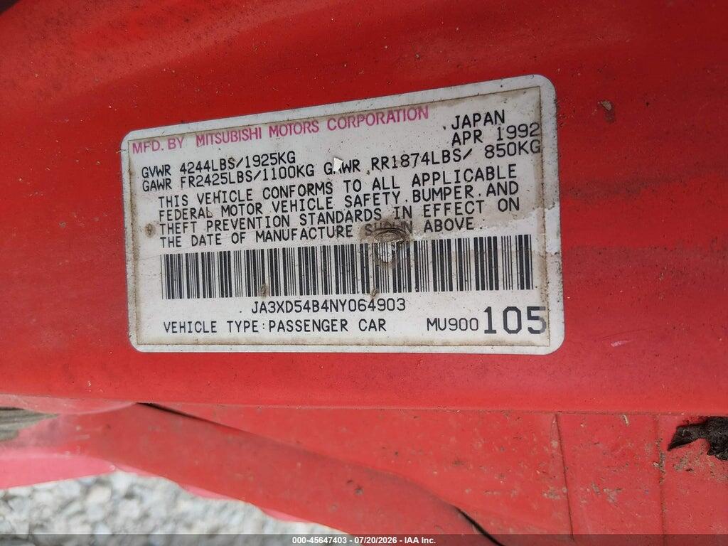JA3XD54B4NY064903 1992 MITSUBISHI 3000 GT photo no. 9