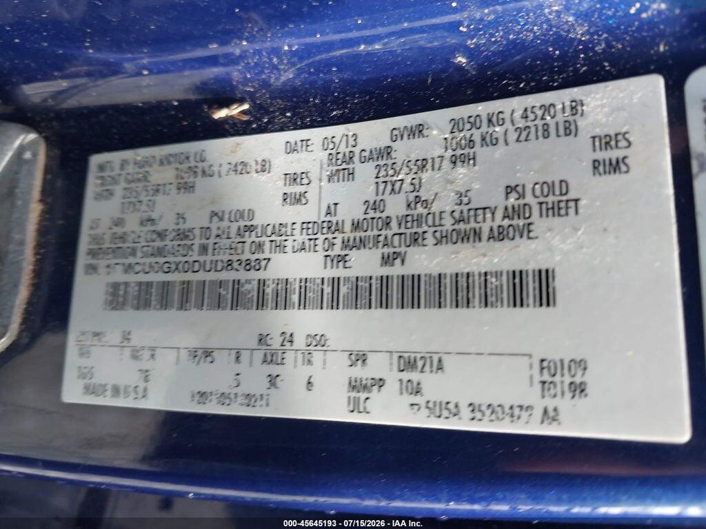 1FMCU0GX0DUD83887 2013 FORD ESCAPE photo no. 9