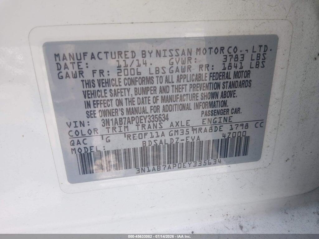 3N1AB7AP0EY335634 2014 NISSAN SENTRA photo no. 9