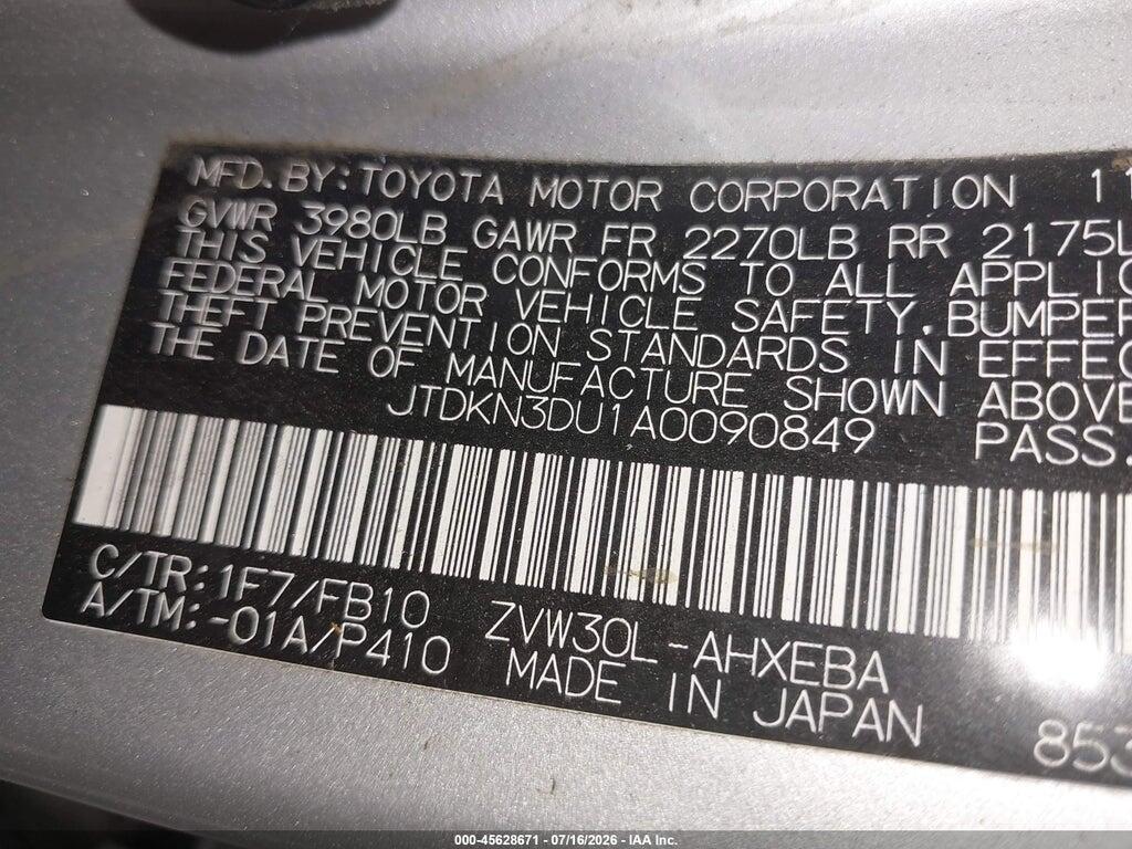 JTDKN3DU1A0090849 2010 TOYOTA PRIUS photo no. 9