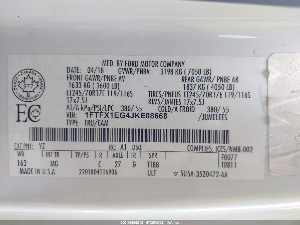1FTFX1EG4JKE08668 2018 FORD F-150 photo no. 9