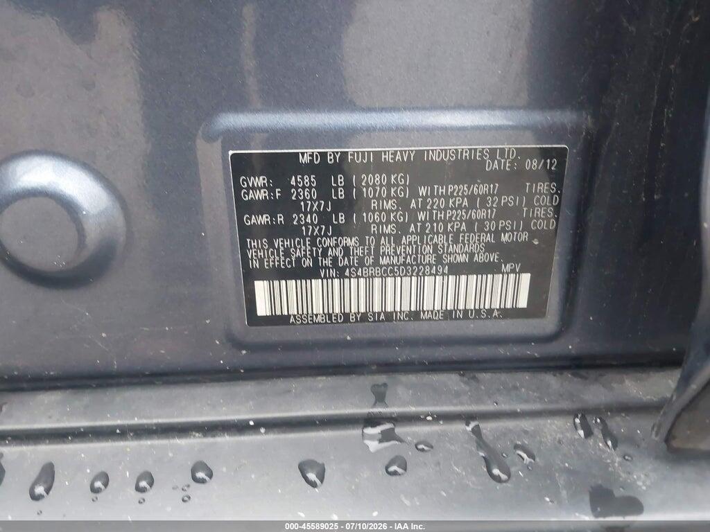 4S4BRBCC5D3228494 2013 SUBARU OUTBACK photo no. 9