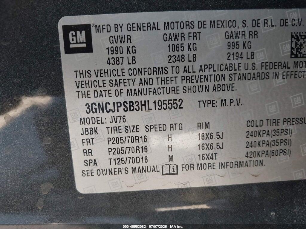 3GNCJPSB3HL195552 2017 CHEVROLET TRAX photo no. 9