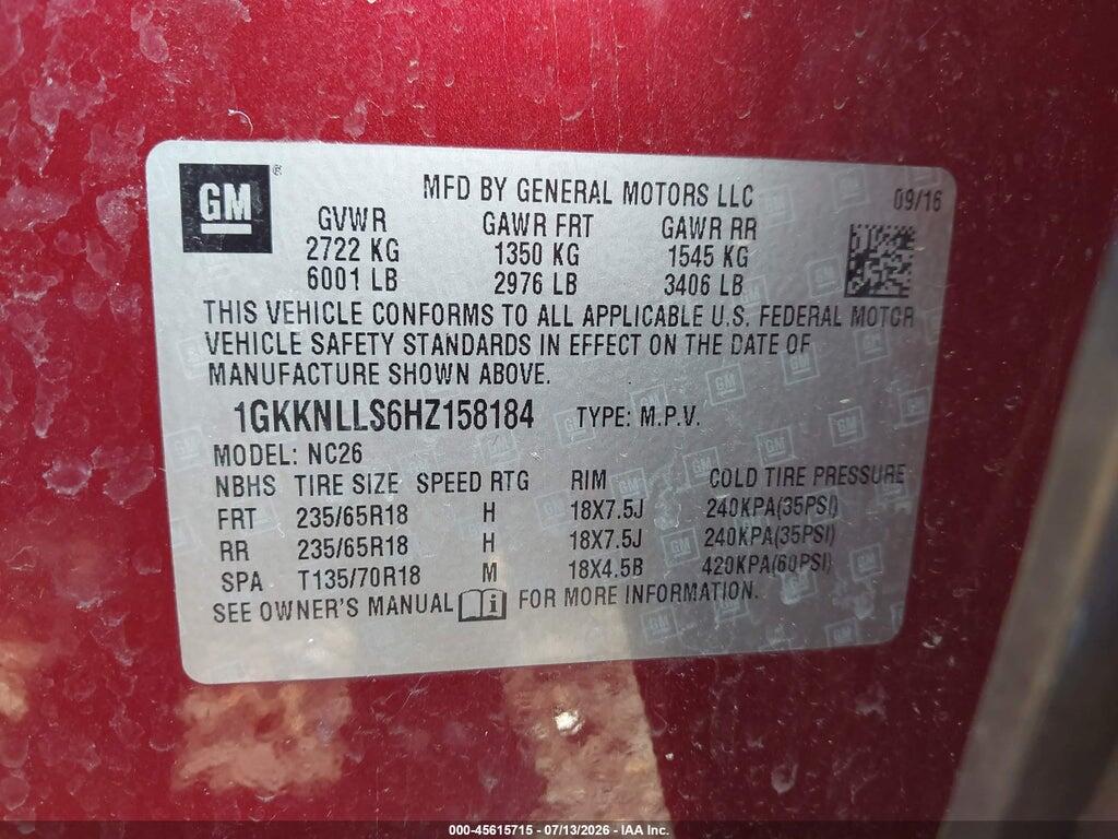 1GKKNLLS6HZ158184 2017 GMC ACADIA photo no. 9
