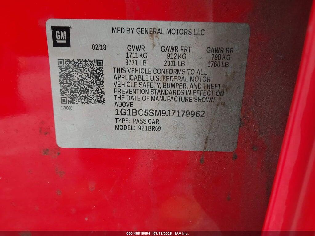 1G1BC5SM9J7179962 2018 CHEVROLET CRUZE photo no. 9