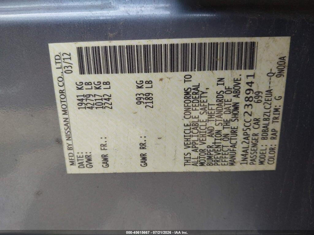 1N4AL2AP5CC238941 2012 NISSAN ALTIMA photo no. 9