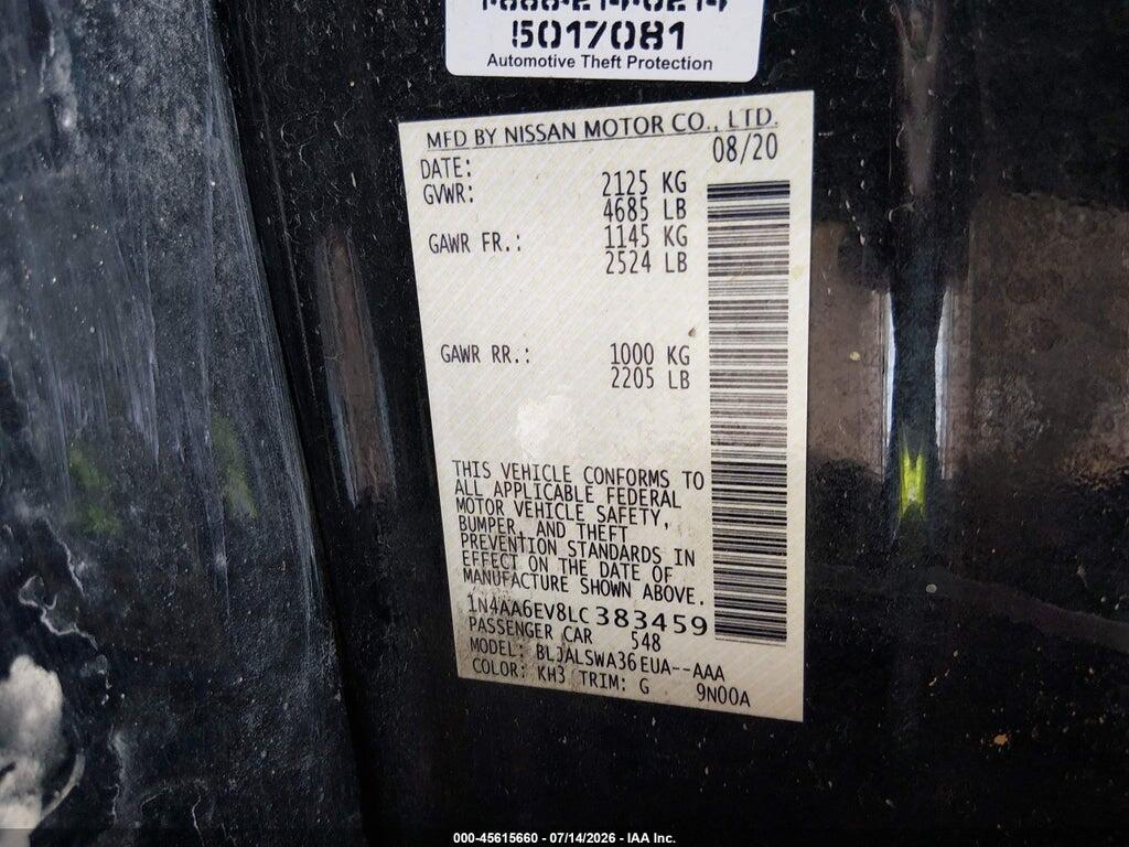1N4AA6EV8LC383459 2020 NISSAN MAXIMA photo no. 9